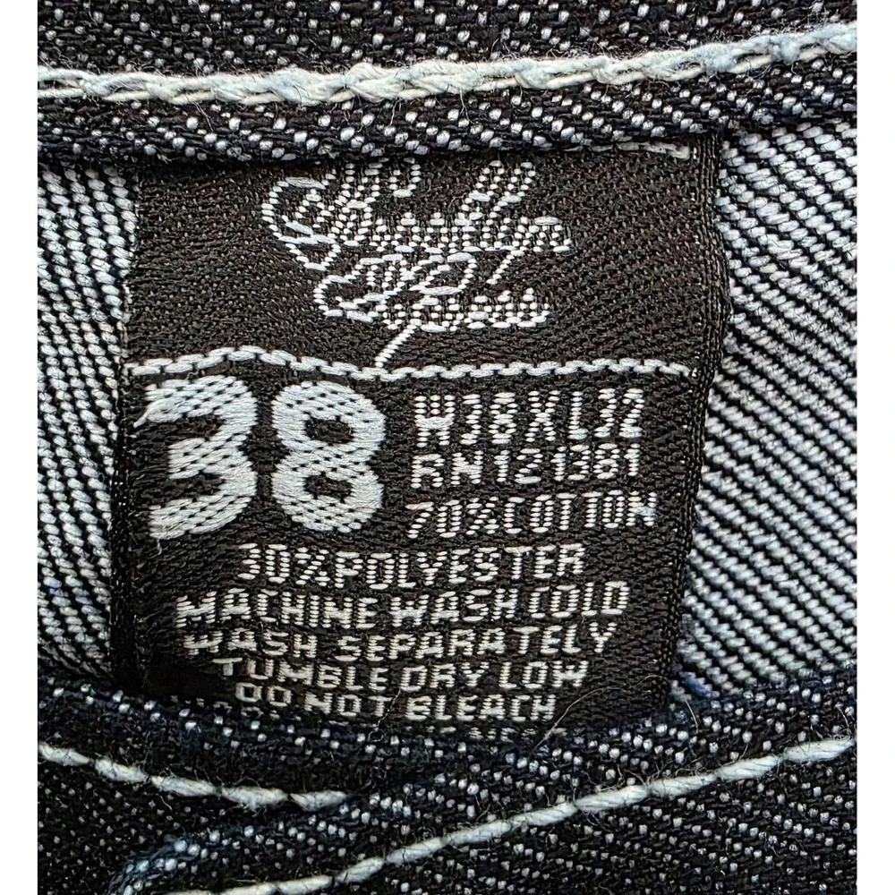 Brooklyn Xpress Mens Straight Leg Jeans Dark Wash Blue Denim W38 L32 Y2K Style